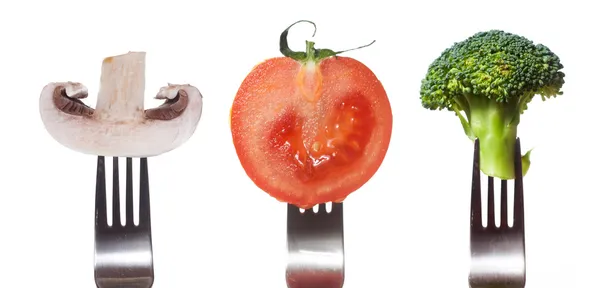Warzywa na zbiór widelców, pojęcie diety — Zdjęcie stockowe