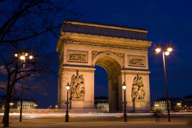 Geceleri Paris triumph arch ile Vintage kartpostal