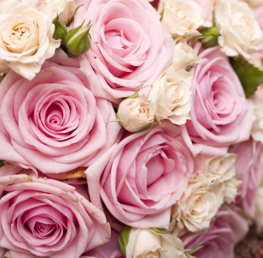 Wedding bouquet of pink roses clipart