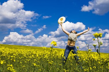 Young girl enjoying summer clipart