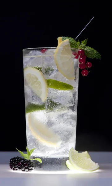 Erfrischungscocktail mit Zitrone und Limette — Stockfoto