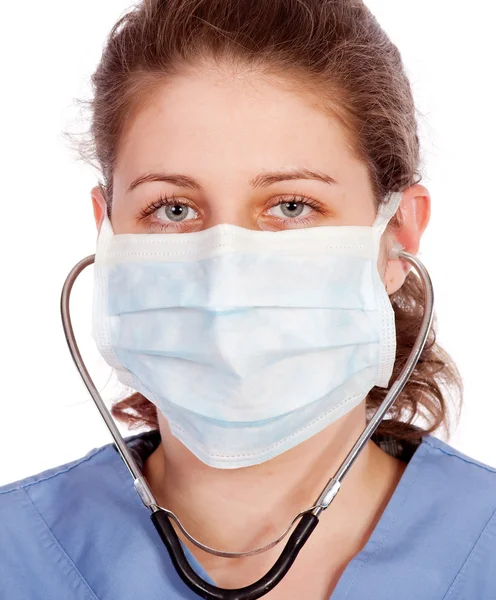 Młodego pracownika medycznego z maską — Zdjęcie stockowe