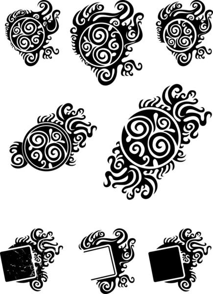 Plemienne tatuaże czarny zestaw 3 — Wektor stockowy
