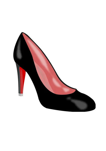 Grafikus fekete magas sarkú cipő — Stock Fotó