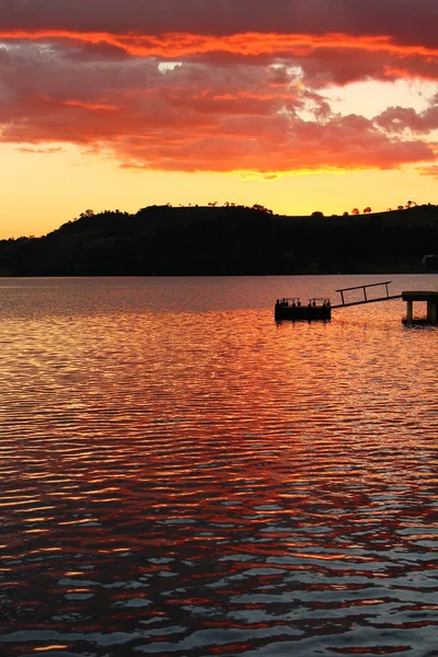 stock image Red sunset in the lake