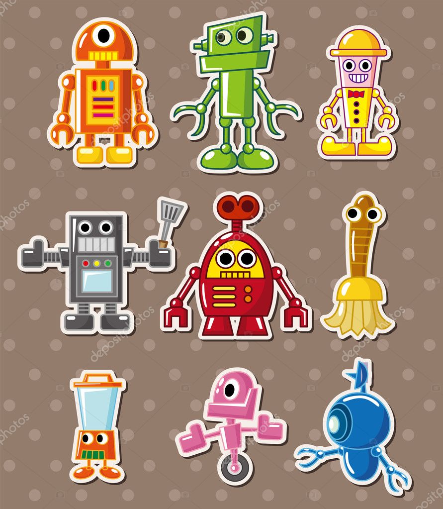 Robot stickers Stock Vector by ©mocoo2003 10034861