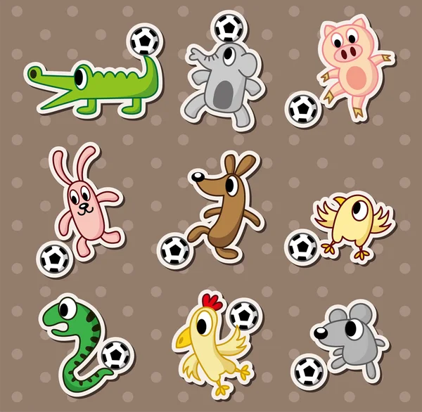 Animal football stickers/soccer ball stickers — Stock Vector