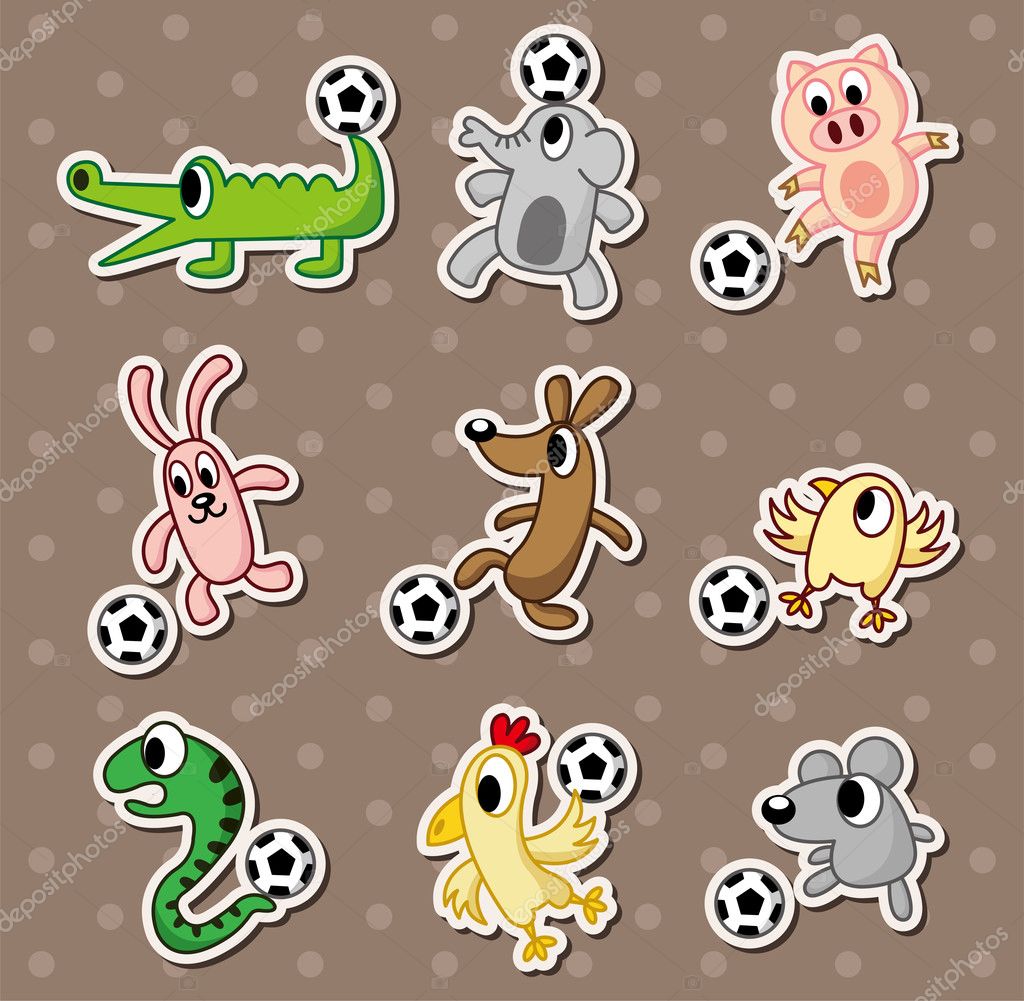 Animal football stickers/soccer ball stickers Stock Vector Image by  ©mocoo2003 #10099120