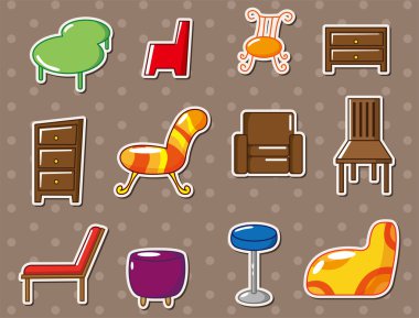 cartoon furniture stickers clipart