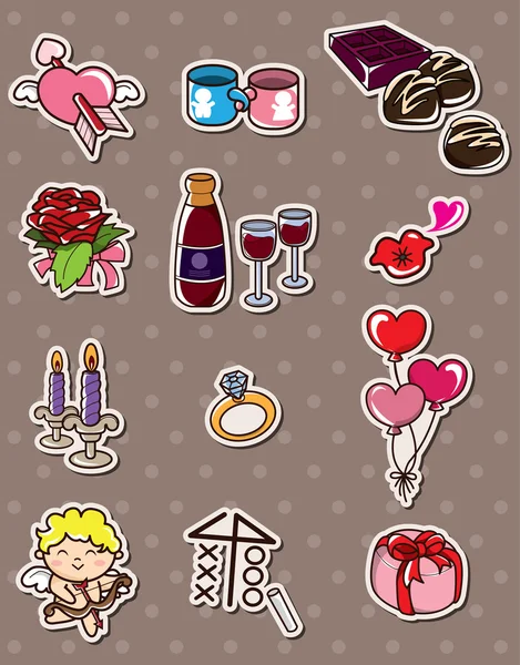 Aftelkalender voor Valentijnsdag stickers — Stockvector