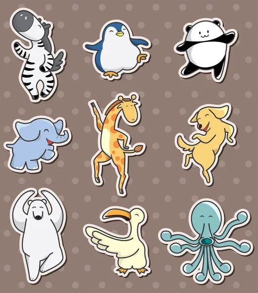 Animal dance stickers — Stock Vector