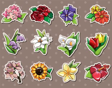 cartoon flower stickers clipart