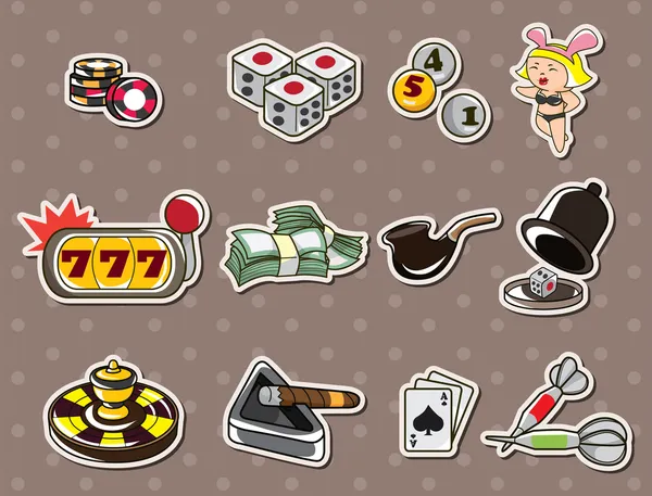 Cartoon casino stickers — Stockvector