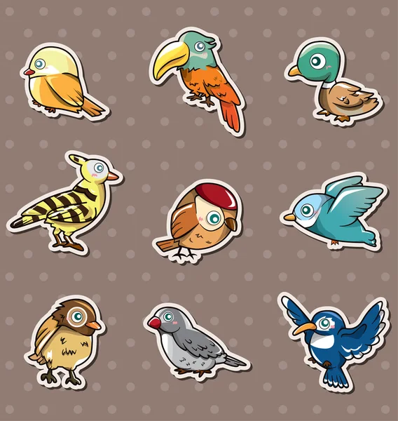Cartoon vogel stickers — Stockvector
