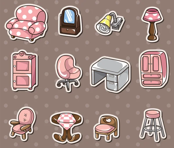Cartoon furniture stickers — Stock Vector