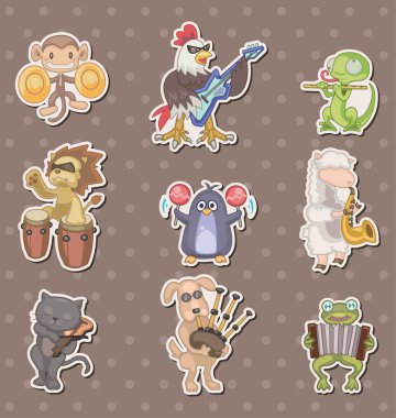 animal play music stickers clipart