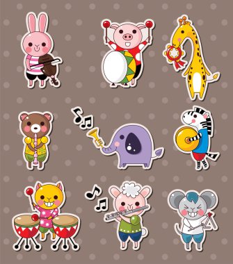 animal play music stickers clipart