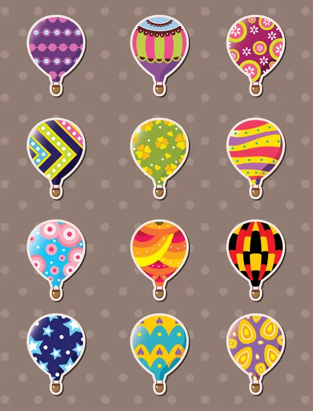Desenhos animados adesivos balão de ar quente —  Vetores de Stock