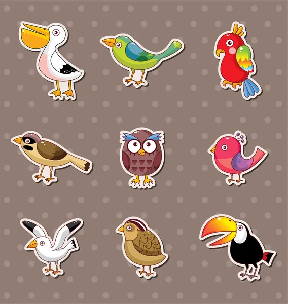 Adesivi uccelli — Vettoriale Stock