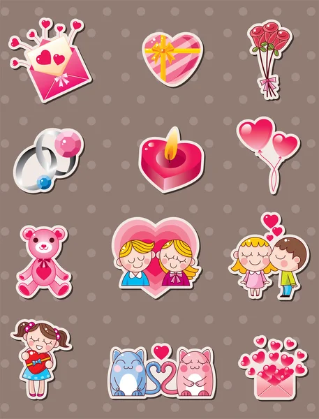 Desenhos animados adesivos do Dia dos Namorados — Vetor de Stock