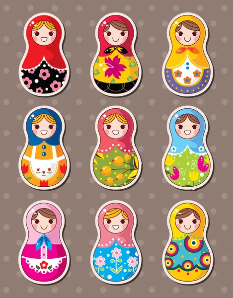 Russische poppen stickers — Stockvector