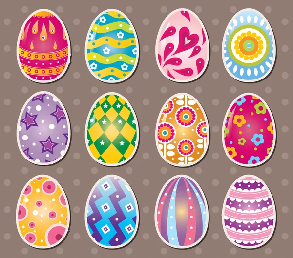 Cartoon Easter egg stickers — Stock Vector