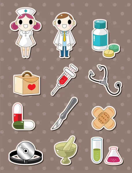 Stickers doodle hôpital — Image vectorielle