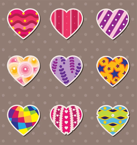 Hart liefde stickers — Stockvector