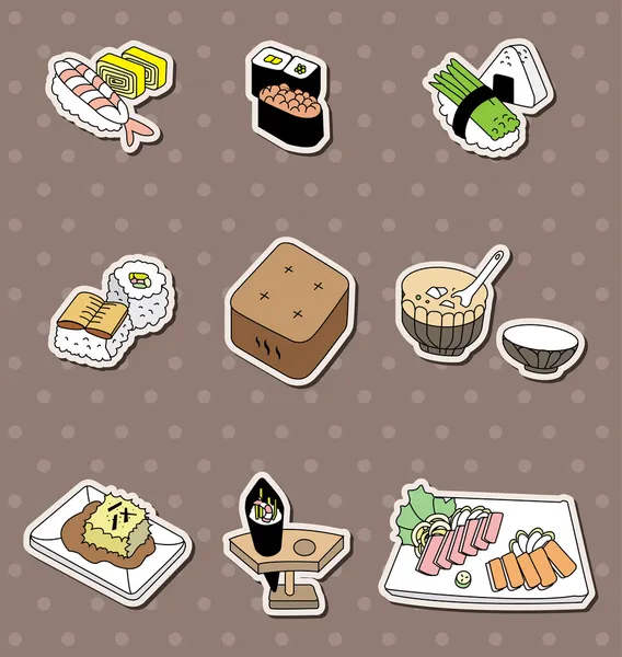 Cartoon japanische Lebensmittel Aufkleber — Stockvektor