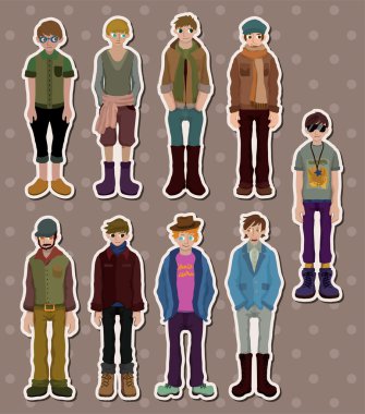 cartoon charming young man stickers clipart