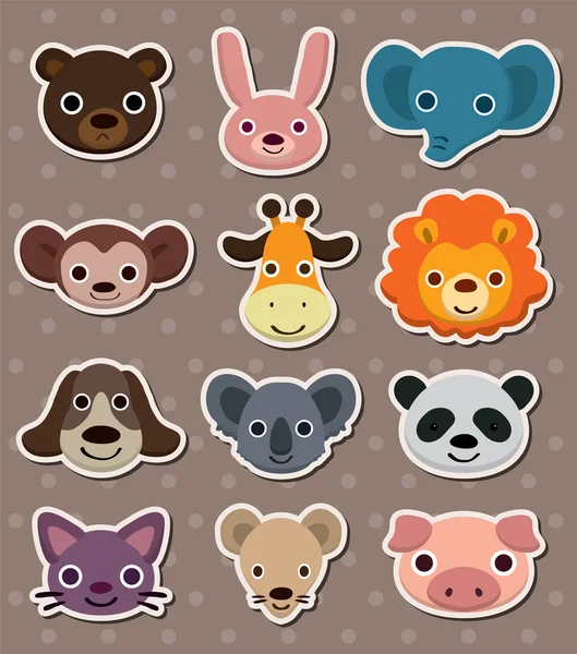 Animal face stickers — Stock Vector