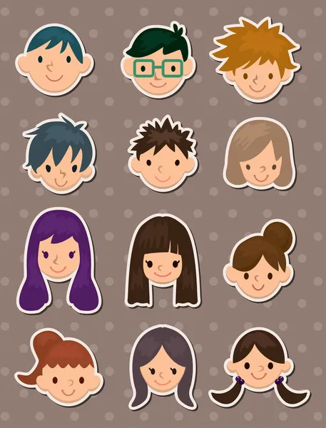 Young poeple face stickers — Stock Vector