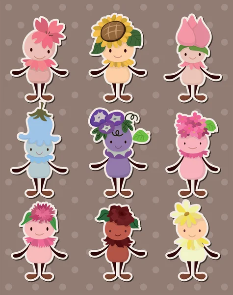 Cartoon flower fairy stickers — Stockvector