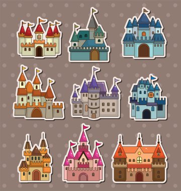 cartoon Fairy tale castle stickers clipart