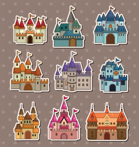 Cartoon sprookje kasteel stickers — Stockvector