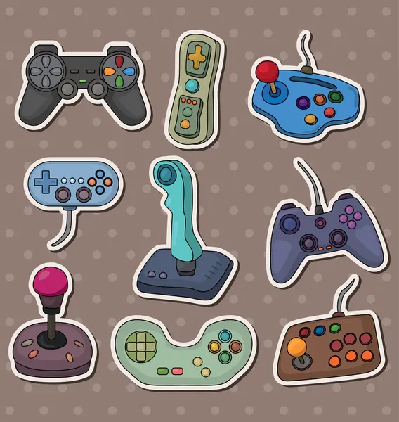 Cartoon spel joystick stickers — Stockvector