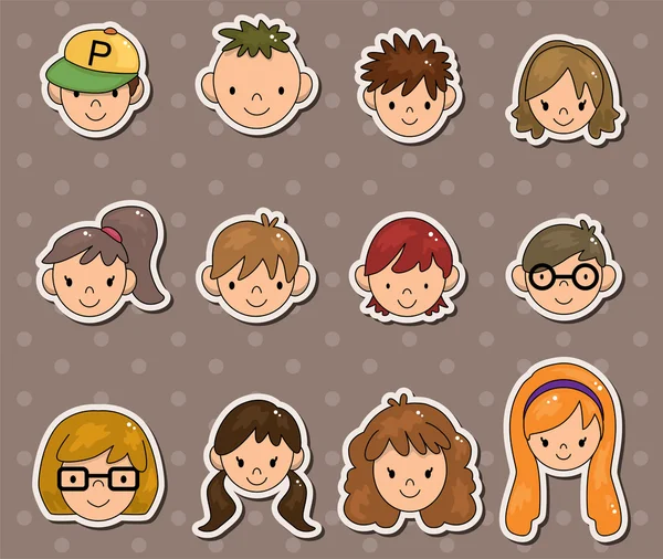 Young face stickers — Stock Vector