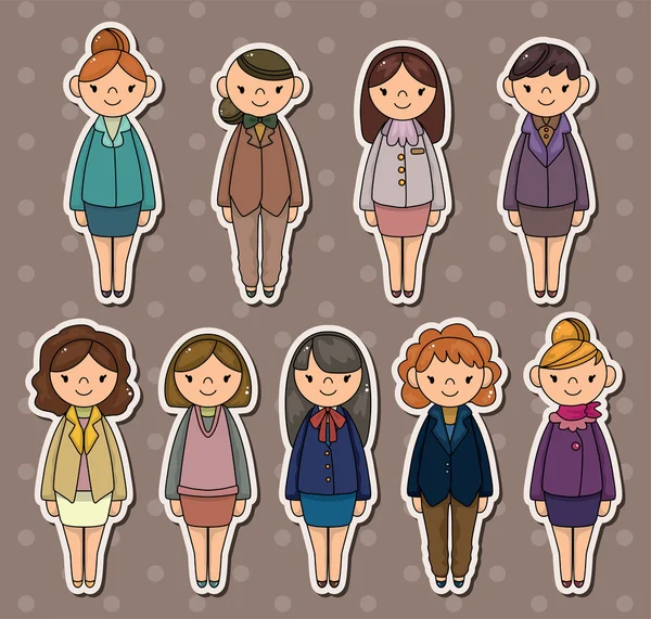 Office vrouw stickers — Stockvector