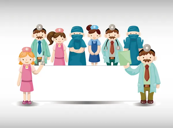 Cartoon médico e cartão de enfermeira — Vetor de Stock