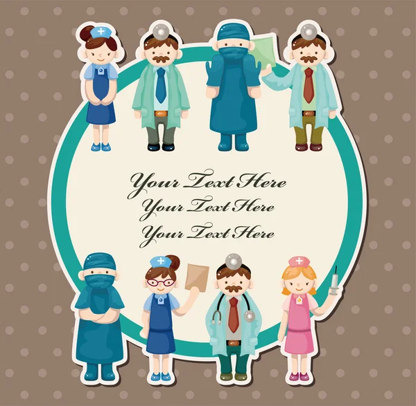 Caricatura médico y enfermera tarjeta — Vector de stock