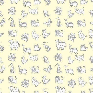 seamless cute animals pattern,vector illustration clipart