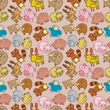 Seamless cartoon animal pattern,(vector) clipart