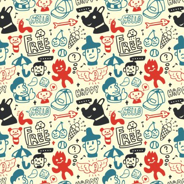 Funny creatures collection. Seamless pattern. Vector illustration. clipart