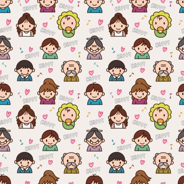 seamless cute family pattern,vector illustration clipart