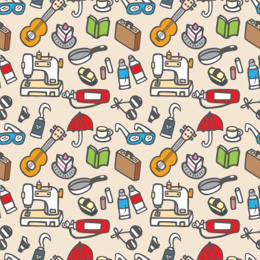 seamless cute object pattern vector illustration clipart