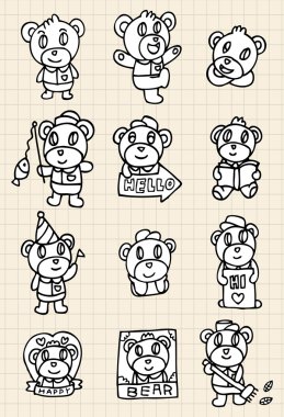 hand draw cute bear element clipart