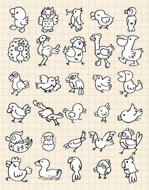 hand draw bird element clipart