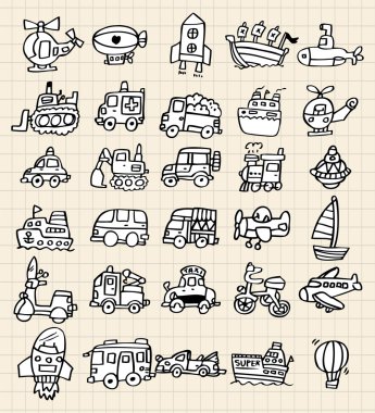 hand draw cute car element clipart