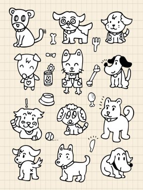 hand draw cute dog element clipart