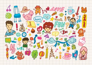 hand draw cute cartoon element,vector illustration clipart